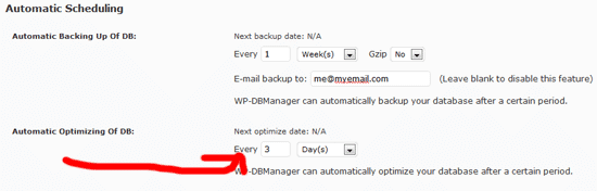 WP DB Manager automatic settings