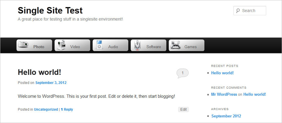 WordPress Menu Images - Screenshot of Twenty-Eleven theme with image menu